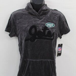 NFL Team Apparel Football Youth Girls New York Jets Short Sleeve Velvet Hoodie